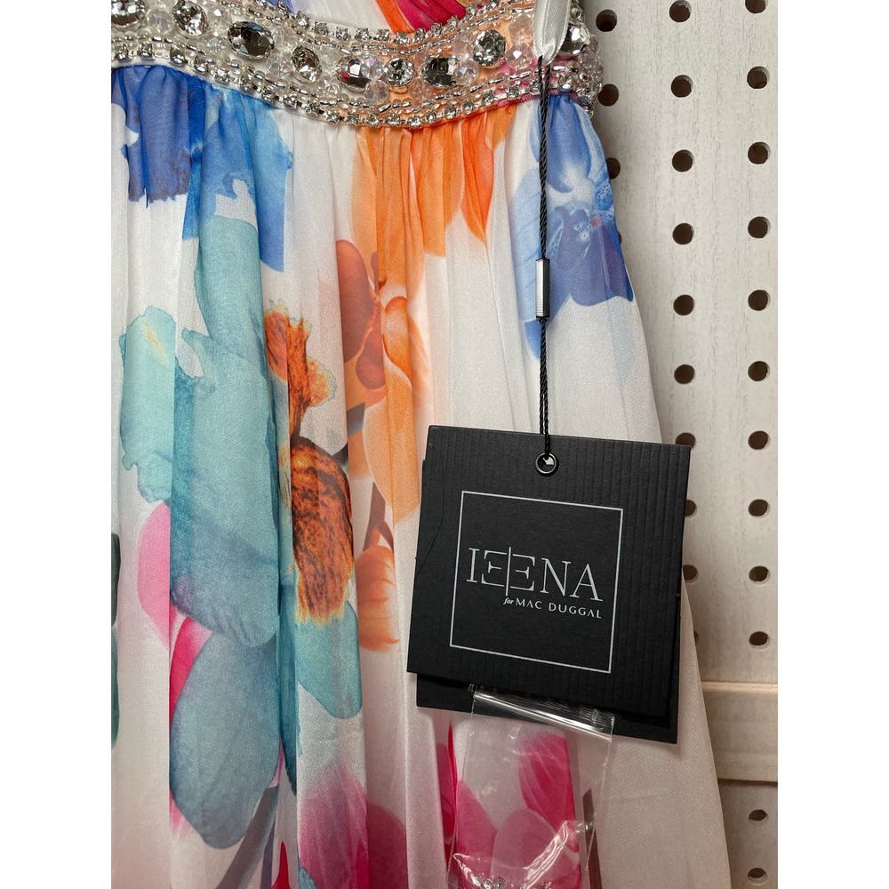 NWT | Mac Duggal / Plunge Neck Floral A Line Gown / Flirty Floral Formal Dress - Picture 6 of 6